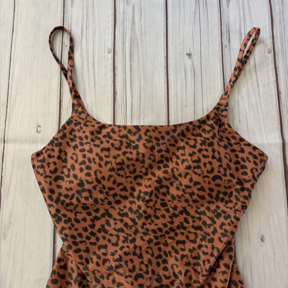Aerie Leopard Tie Back One Piece Swimsuit Medium Animal Print Full Coverage - Picture 3 of 11